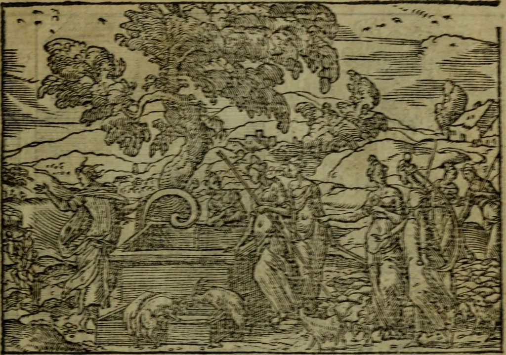 An illustration from Qvadrins historiqves de la Bible, 1558, leaf 84