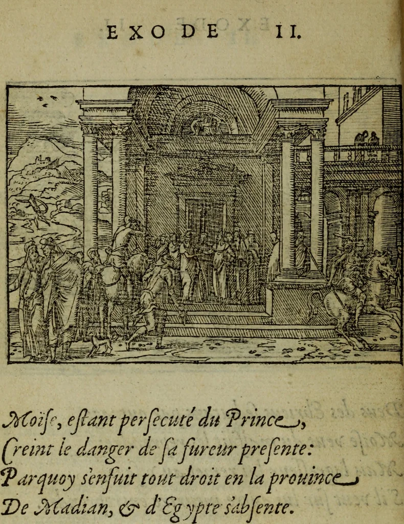 An illustration from Qvadrins historiqves de la Bible, 1558, leaf 87