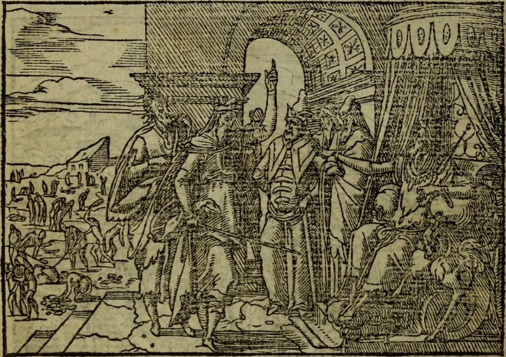 An illustration from Qvadrins historiqves de la Bible, 1558, leaf 93