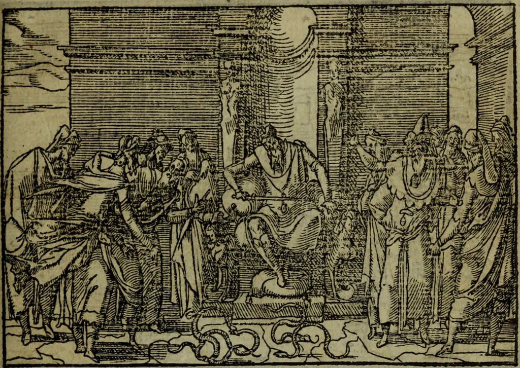 An illustration from Qvadrins historiqves de la Bible, 1558, leaf 94