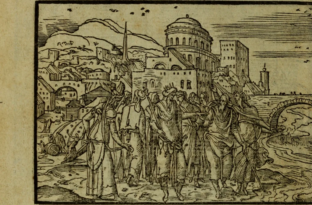 An illustration from Qvadrins historiqves de la Bible, 1558, leaf 95