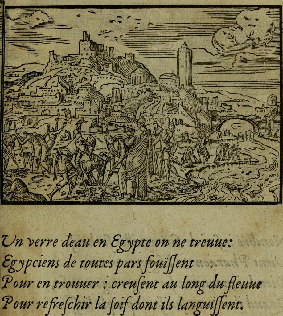 An illustration from Qvadrins historiqves de la Bible, 1558, leaf 96
