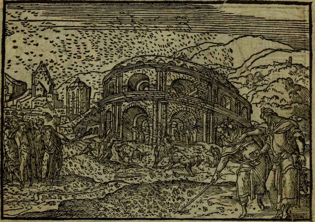An illustration from Qvadrins historiqves de la Bible, 1558, leaf 98