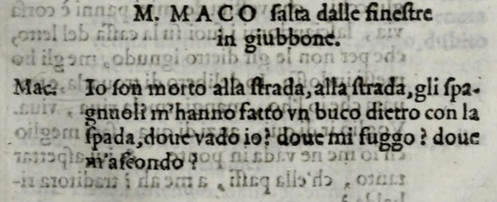 An illustration from Qvattro comedie del divino Pietro Aretino : cioè, Il marescalco, La cortegiana, La talanta, L'hipocrito, 1588, leaf 277
