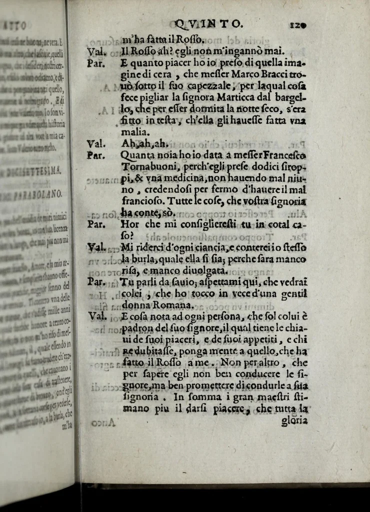 An illustration from Qvattro comedie del divino Pietro Aretino : cioè, Il marescalco, La cortegiana, La talanta, L'hipocrito, 1588, leaf 293