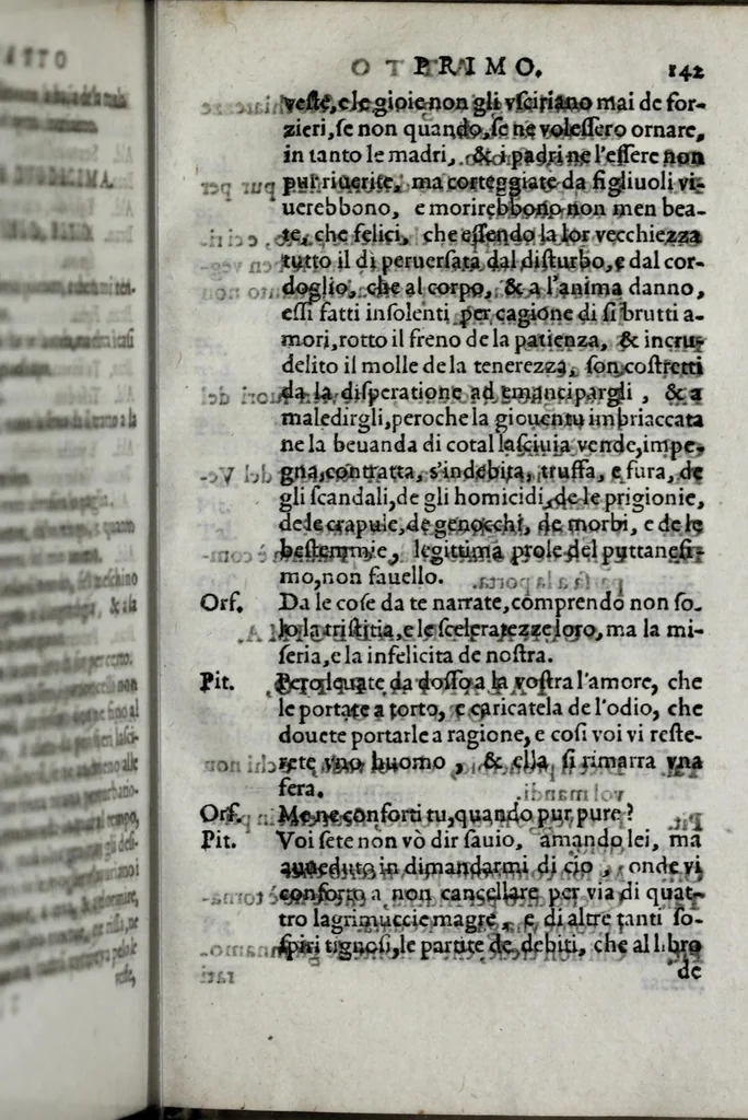 An illustration from Qvattro comedie del divino Pietro Aretino : cioè, Il marescalco, La cortegiana, La talanta, L'hipocrito, 1588, leaf 341