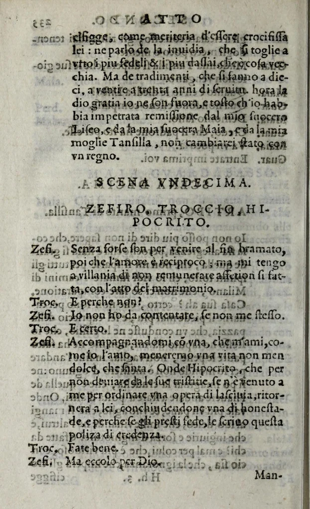 An illustration from Qvattro comedie del divino Pietro Aretino : cioè, Il marescalco, La cortegiana, La talanta, L'hipocrito, 1588, leaf 548