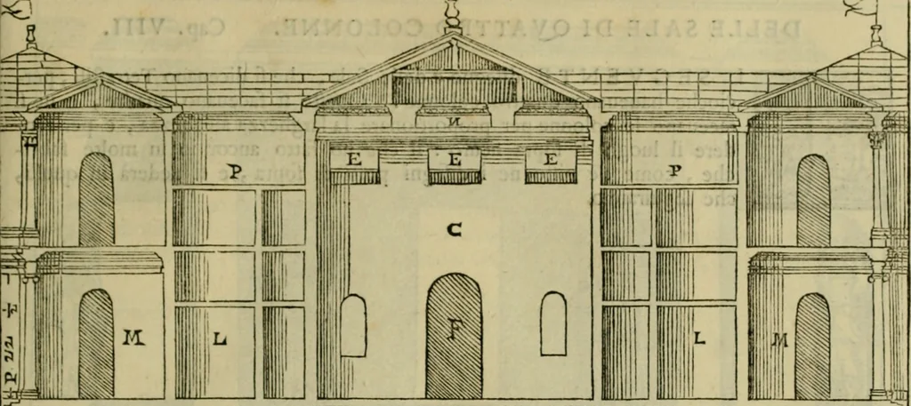 An illustration from I qvattro libri dell'architettvra di Andrea Palladio : ne' quali, dopo un breue trattato de' cinque ordini, & di quelli auertimenti, che sono piu necessarij nel fabricare;, 1570, leaf 106