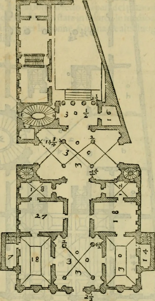 An illustration from I qvattro libri dell'architettvra di Andrea Palladio : ne' quali, dopo un breue trattato de' cinque ordini, & di quelli auertimenti, che sono piu necessarij nel fabricare;, 1570, leaf 142