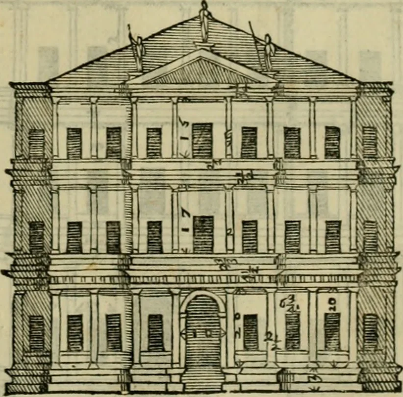An illustration from I qvattro libri dell'architettvra di Andrea Palladio : ne' quali, dopo un breue trattato de' cinque ordini, & di quelli auertimenti, che sono piu necessarij nel fabricare;, 1570, leaf 142