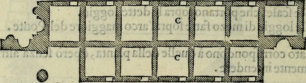 An illustration from I qvattro libri dell'architettvra di Andrea Palladio : ne' quali, dopo un breue trattato de' cinque ordini, & di quelli auertimenti, che sono piu necessarij nel fabricare;, 1570, leaf 177