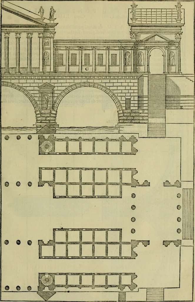 An illustration from I qvattro libri dell'architettvra di Andrea Palladio : ne' quali, dopo un breue trattato de' cinque ordini, & di quelli auertimenti, che sono piu necessarij nel fabricare;, 1570, leaf 178