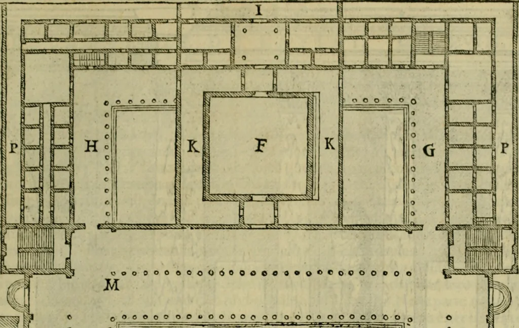 An illustration from I qvattro libri dell'architettvra di Andrea Palladio : ne' quali, dopo un breue trattato de' cinque ordini, & di quelli auertimenti, che sono piu necessarij nel fabricare;, 1570, leaf 184