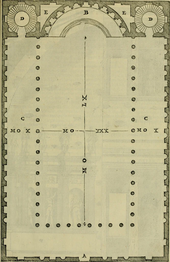 An illustration from I qvattro libri dell'architettvra di Andrea Palladio : ne' quali, dopo un breue trattato de' cinque ordini, & di quelli auertimenti, che sono piu necessarij nel fabricare;, 1570, leaf 190