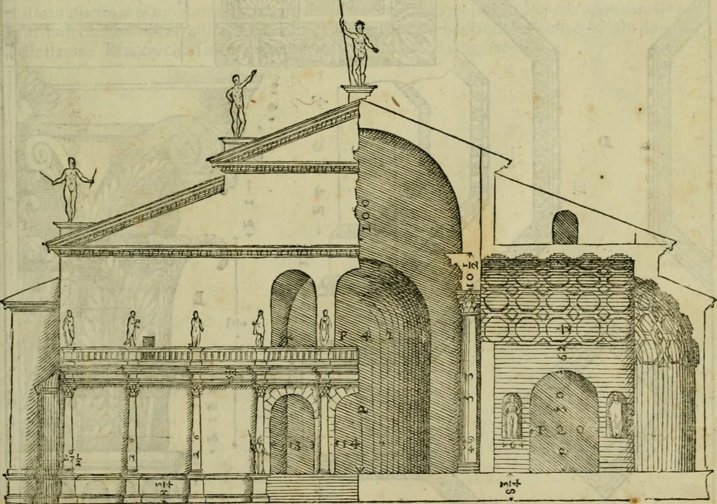 An illustration from I qvattro libri dell'architettvra di Andrea Palladio : ne' quali, dopo un breue trattato de' cinque ordini, & di quelli auertimenti, che sono piu necessarij nel fabricare;, 1570, leaf 212
