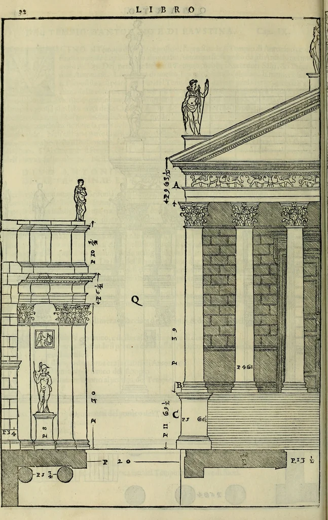 An illustration from I qvattro libri dell'architettvra di Andrea Palladio : ne' quali, dopo un breue trattato de' cinque ordini, & di quelli auertimenti, che sono piu necessarij nel fabricare;, 1570, leaf 231