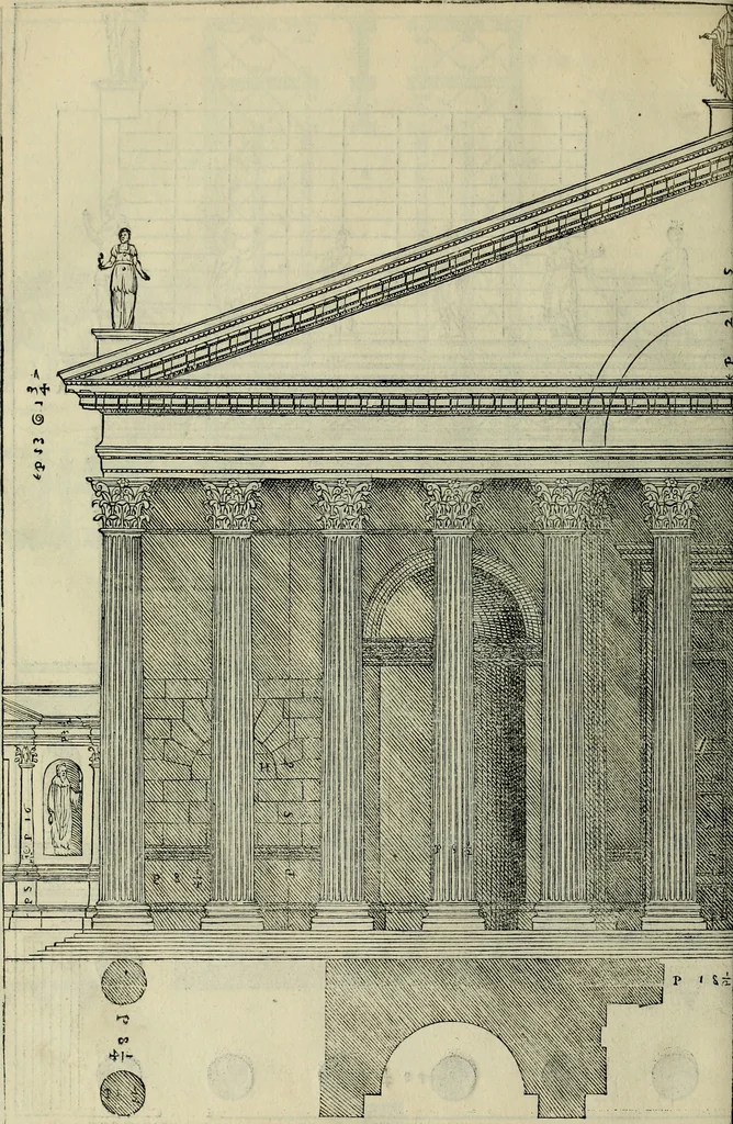 An illustration from I qvattro libri dell'architettvra di Andrea Palladio : ne' quali, dopo un breue trattato de' cinque ordini, & di quelli auertimenti, che sono piu necessarij nel fabricare;, 1570, leaf 243