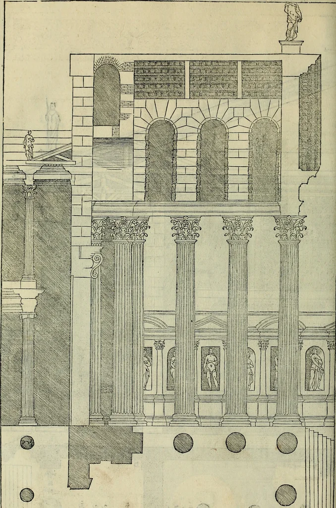 An illustration from I qvattro libri dell'architettvra di Andrea Palladio : ne' quali, dopo un breue trattato de' cinque ordini, & di quelli auertimenti, che sono piu necessarij nel fabricare;, 1570, leaf 245