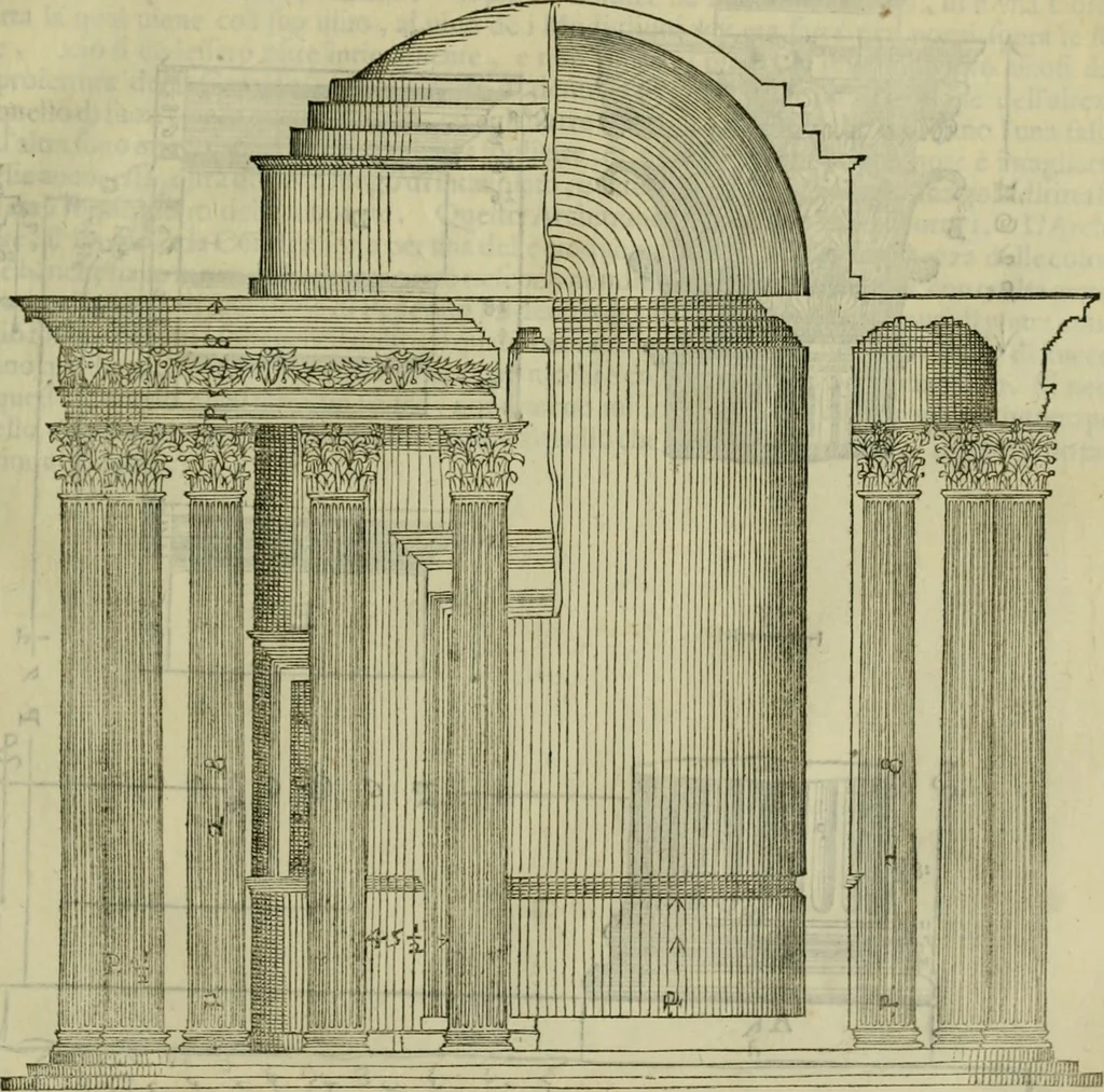 An illustration from I qvattro libri dell'architettvra di Andrea Palladio : ne' quali, dopo un breue trattato de' cinque ordini, & di quelli auertimenti, che sono piu necessarij nel fabricare;, 1570, leaf 252