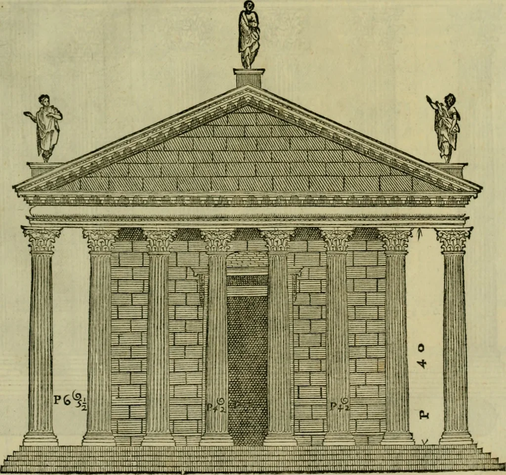 An illustration from I qvattro libri dell'architettvra di Andrea Palladio : ne' quali, dopo un breue trattato de' cinque ordini, & di quelli auertimenti, che sono piu necessarij nel fabricare;, 1570, leaf 256