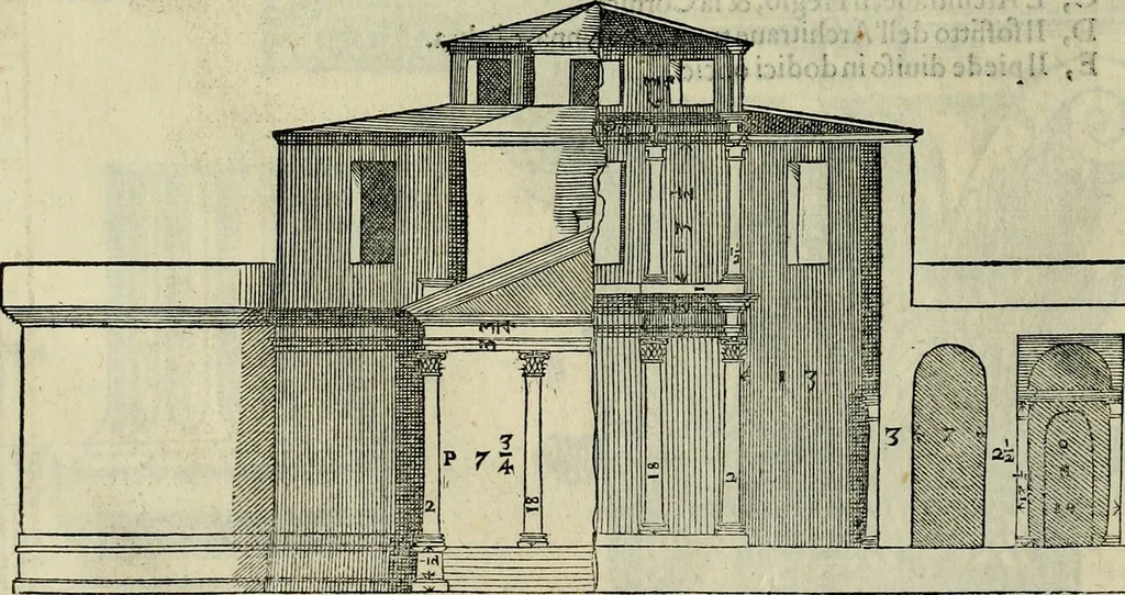 An illustration from I qvattro libri dell'architettvra di Andrea Palladio : ne' quali, dopo un breue trattato de' cinque ordini, & di quelli auertimenti, che sono piu necessarij nel fabricare;, 1570, leaf 261