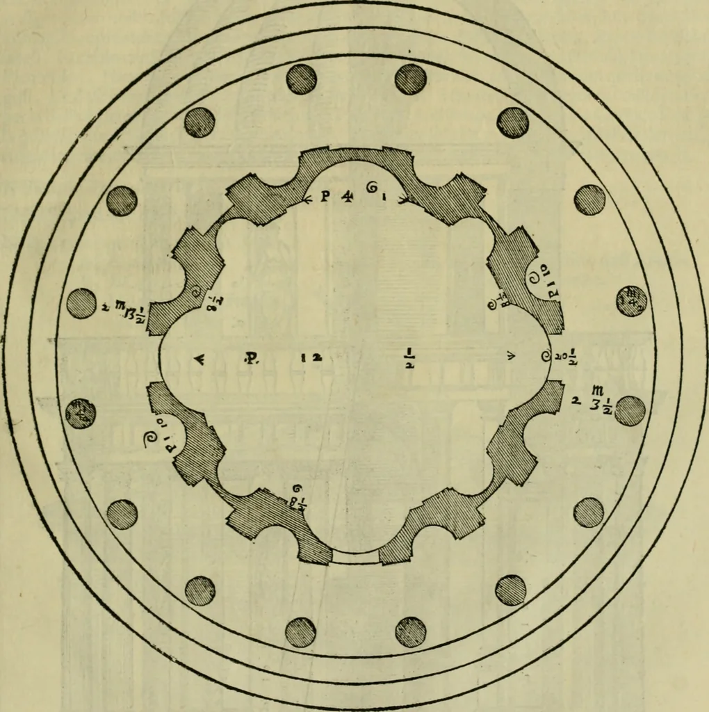 An illustration from I qvattro libri dell'architettvra di Andrea Palladio : ne' quali, dopo un breue trattato de' cinque ordini, & di quelli auertimenti, che sono piu necessarij nel fabricare;, 1570, leaf 264