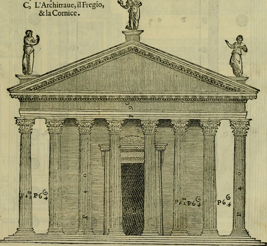 An illustration from I qvattro libri dell'architettvra di Andrea Palladio : ne' quali, dopo un breue trattato de' cinque ordini, & di quelli auertimenti, che sono piu necessarij nel fabricare;, 1570, leaf 266