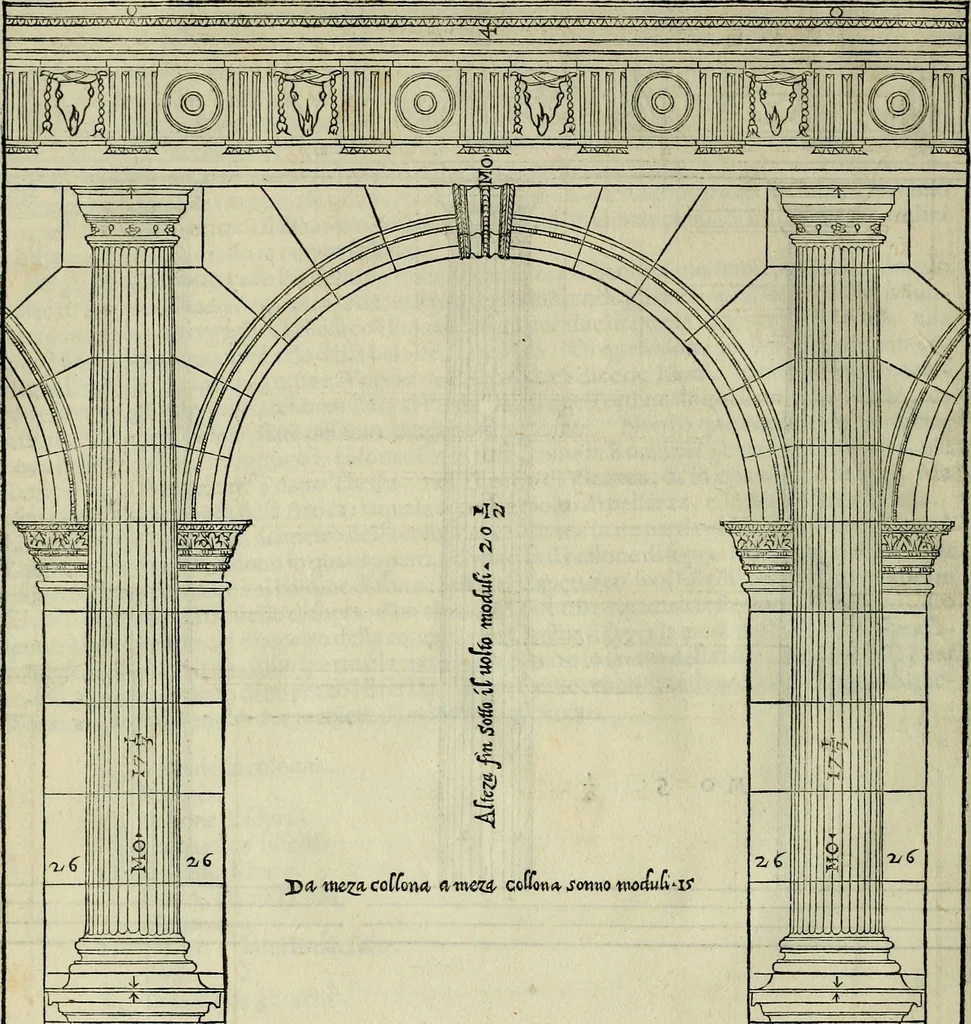 An illustration from I qvattro libri dell'architettvra di Andrea Palladio : ne' quali, dopo un breue trattato de' cinque ordini, & di quelli auertimenti, che sono piu necessarij nel fabricare;, 1570, leaf 27