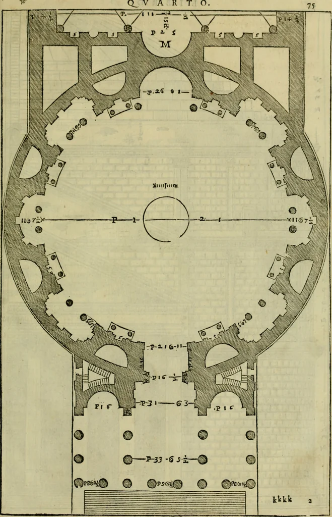 An illustration from I qvattro libri dell'architettvra di Andrea Palladio : ne' quali, dopo un breue trattato de' cinque ordini, & di quelli auertimenti, che sono piu necessarij nel fabricare;, 1570, leaf 274