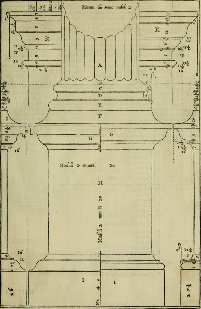 An illustration from I qvattro libri dell'architettvra di Andrea Palladio : ne' quali, dopo un breue trattato de' cinque ordini, & di quelli auertimenti, che sono piu necessarij nel fabricare;, 1570, leaf 28