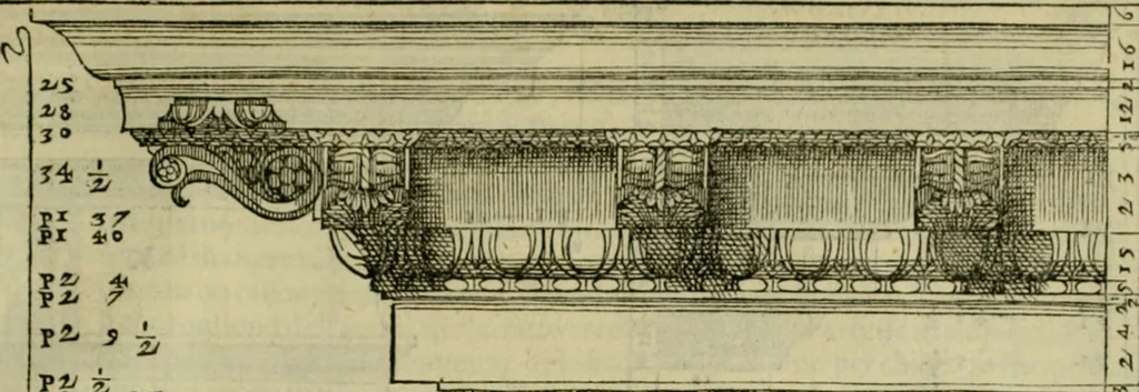 An illustration from I qvattro libri dell'architettvra di Andrea Palladio : ne' quali, dopo un breue trattato de' cinque ordini, & di quelli auertimenti, che sono piu necessarij nel fabricare;, 1570, leaf 282