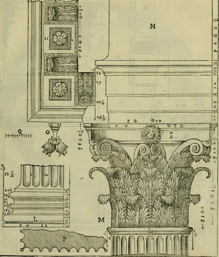 An illustration from I qvattro libri dell'architettvra di Andrea Palladio : ne' quali, dopo un breue trattato de' cinque ordini, & di quelli auertimenti, che sono piu necessarij nel fabricare;, 1570, leaf 282