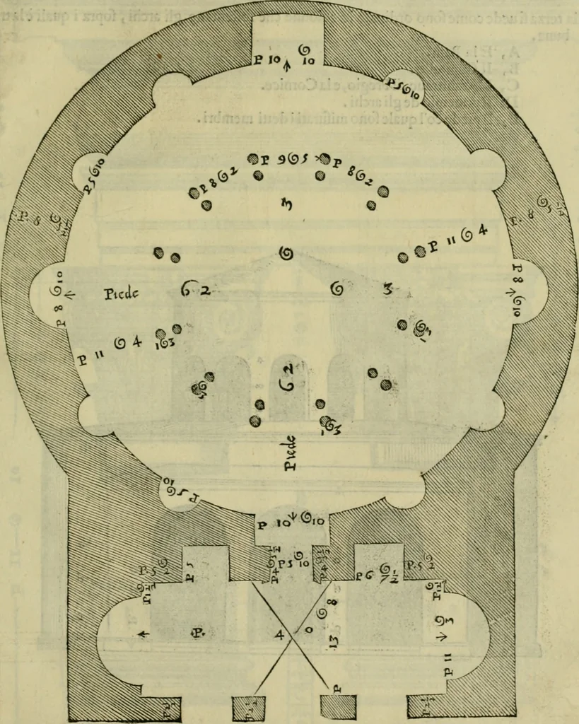 An illustration from I qvattro libri dell'architettvra di Andrea Palladio : ne' quali, dopo un breue trattato de' cinque ordini, & di quelli auertimenti, che sono piu necessarij nel fabricare;, 1570, leaf 284