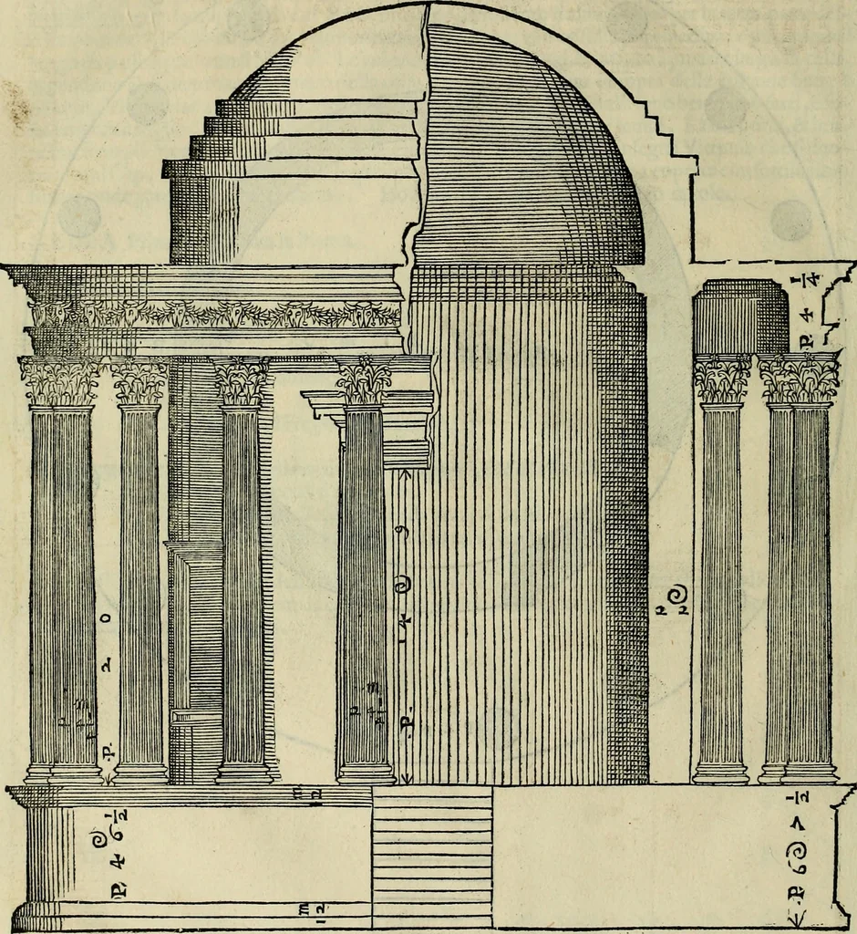 An illustration from I qvattro libri dell'architettvra di Andrea Palladio : ne' quali, dopo un breue trattato de' cinque ordini, & di quelli auertimenti, che sono piu necessarij nel fabricare;, 1570, leaf 291