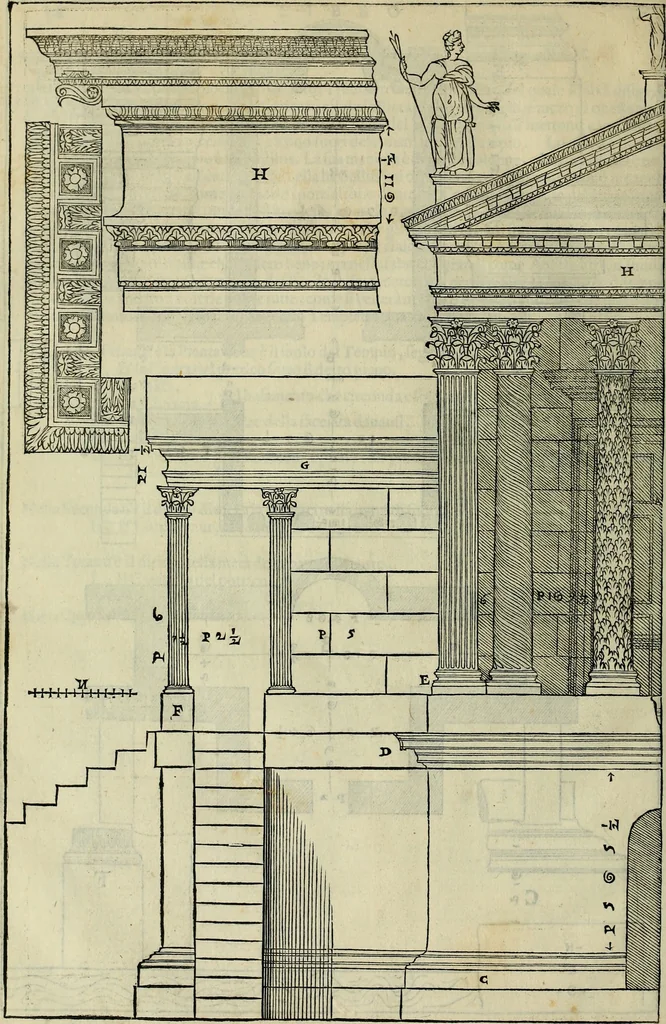 An illustration from I qvattro libri dell'architettvra di Andrea Palladio : ne' quali, dopo un breue trattato de' cinque ordini, & di quelli auertimenti, che sono piu necessarij nel fabricare;, 1570, leaf 299