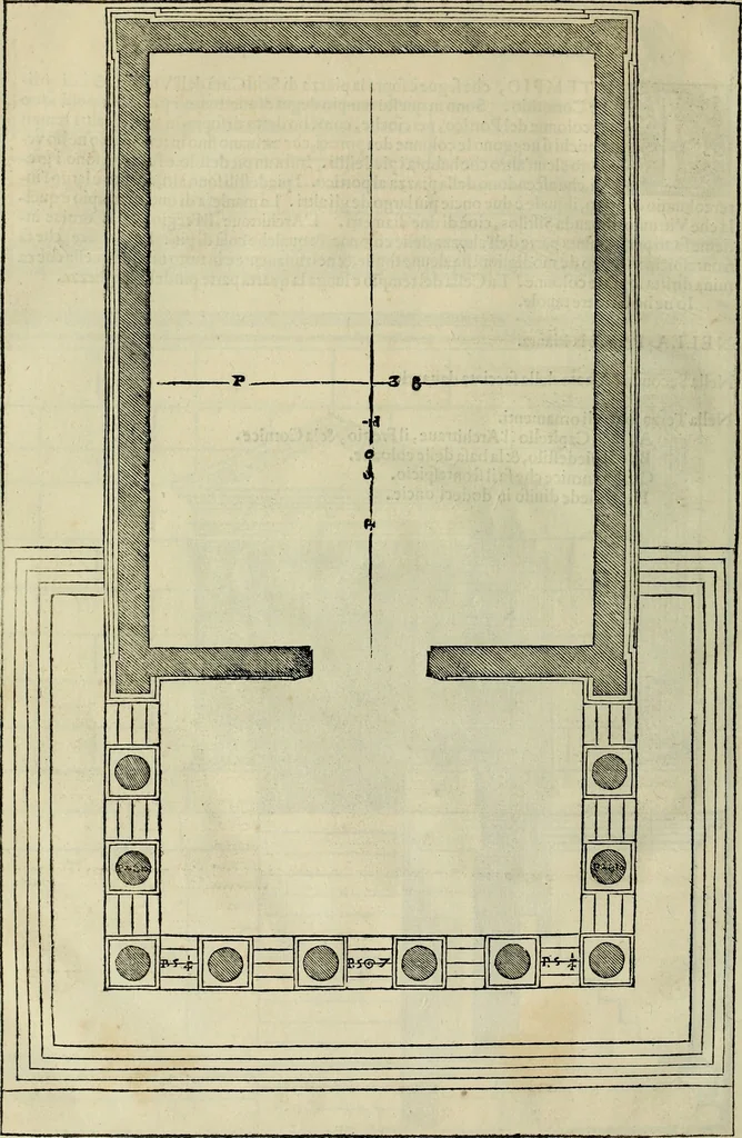 An illustration from I qvattro libri dell'architettvra di Andrea Palladio : ne' quali, dopo un breue trattato de' cinque ordini, & di quelli auertimenti, che sono piu necessarij nel fabricare;, 1570, leaf 303