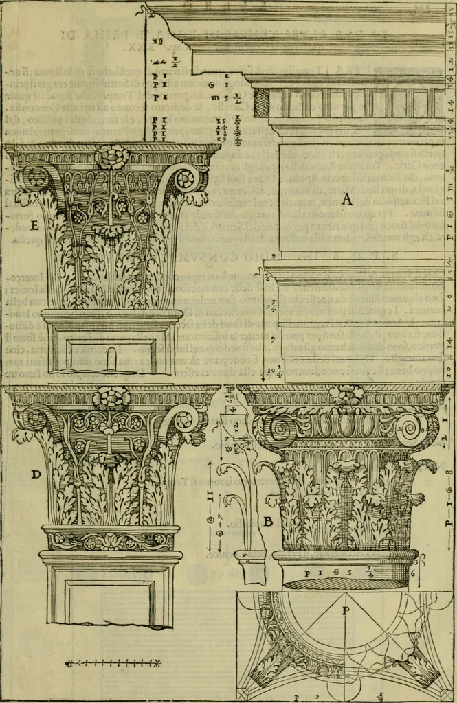 An illustration from I qvattro libri dell'architettvra di Andrea Palladio : ne' quali, dopo un breue trattato de' cinque ordini, & di quelli auertimenti, che sono piu necessarij nel fabricare;, 1570, leaf 322