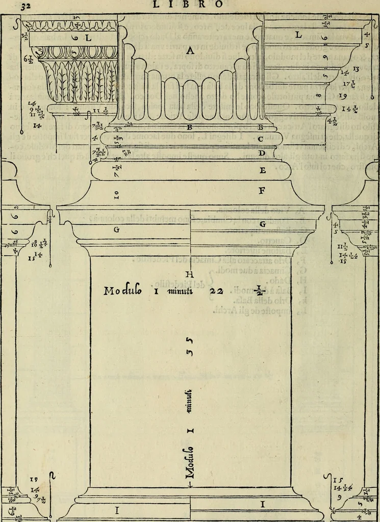 An illustration from I qvattro libri dell'architettvra di Andrea Palladio : ne' quali, dopo un breue trattato de' cinque ordini, & di quelli auertimenti, che sono piu necessarij nel fabricare;, 1570, leaf 35