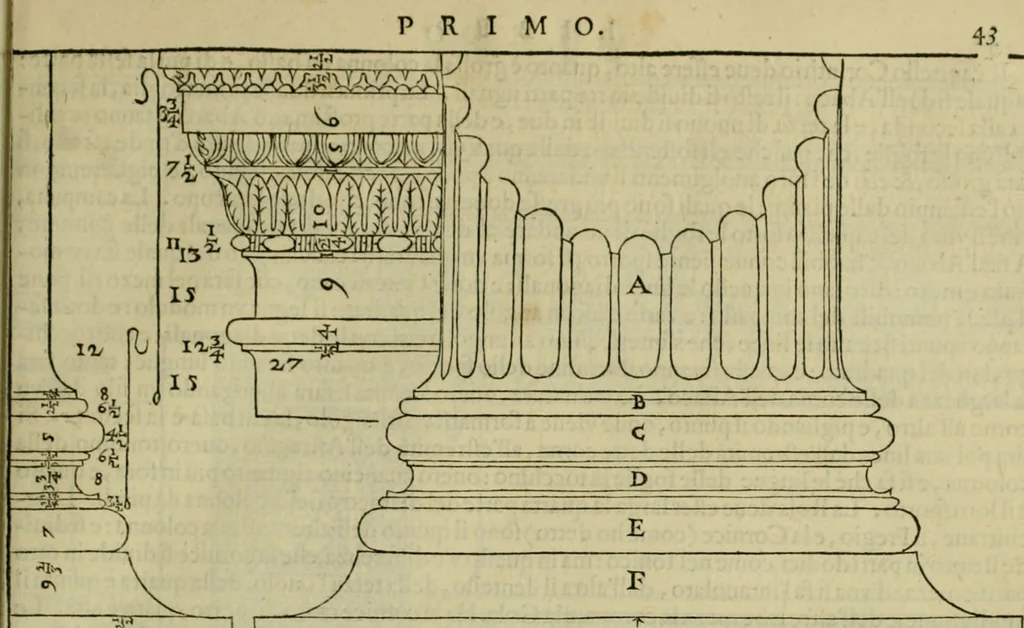 An illustration from I qvattro libri dell'architettvra di Andrea Palladio : ne' quali, dopo un breue trattato de' cinque ordini, & di quelli auertimenti, che sono piu necessarij nel fabricare;, 1570, leaf 44