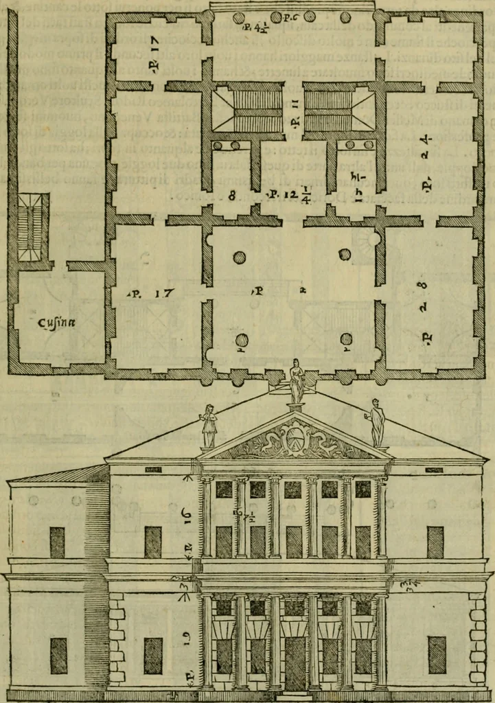 An illustration from I qvattro libri dell'architettvra di Andrea Palladio : ne' quali, dopo un breue trattato de' cinque ordini, & di quelli auertimenti, che sono piu necessarij nel fabricare;, 1570, leaf 76