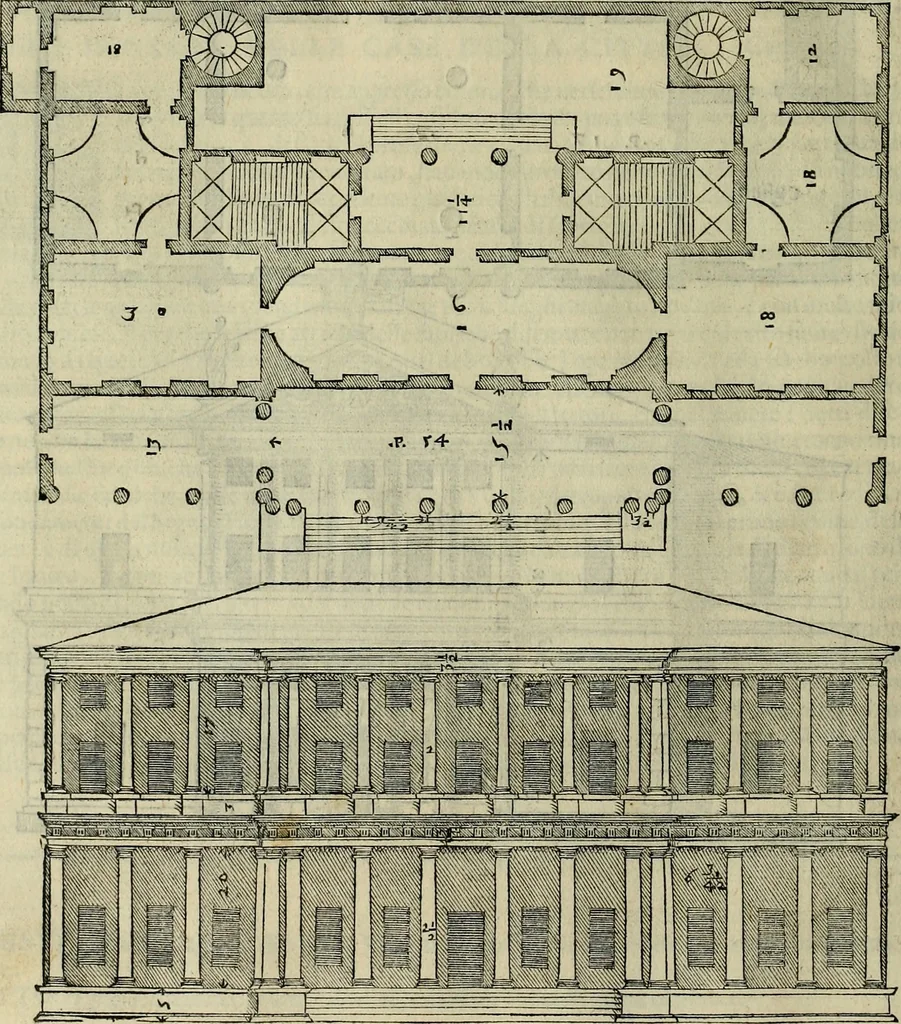 An illustration from I qvattro libri dell'architettvra di Andrea Palladio : ne' quali, dopo un breue trattato de' cinque ordini, & di quelli auertimenti, che sono piu necessarij nel fabricare;, 1570, leaf 77