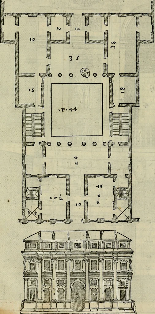 An illustration from I qvattro libri dell'architettvra di Andrea Palladio : ne' quali, dopo un breue trattato de' cinque ordini, & di quelli auertimenti, che sono piu necessarij nel fabricare;, 1570, leaf 87