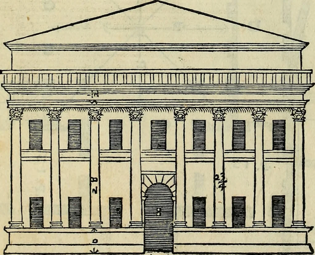 An illustration from I qvattro libri dell'architettvra di Andrea Palladio : ne' quali, dopo un breue trattato de' cinque ordini, & di quelli auertimenti, che sono piu necessarij nel fabricare;, 1570, leaf 93