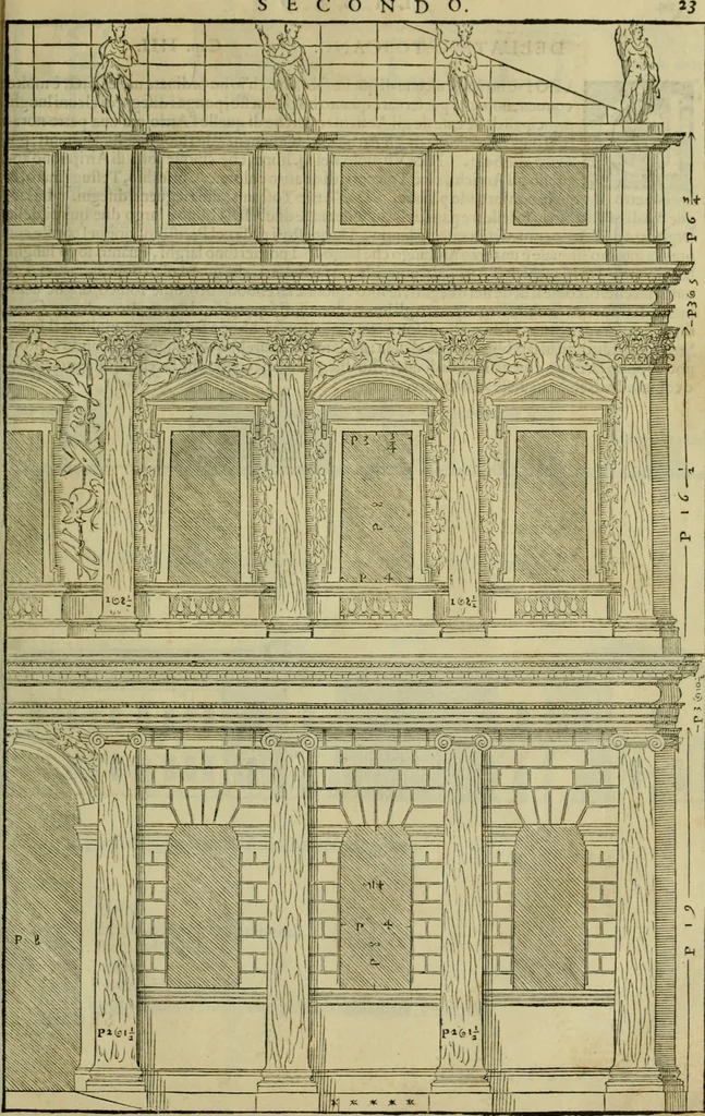 An illustration from I qvattro libri dell'architettvra di Andrea Palladio : ne' quali, dopo un breue trattato de' cinque ordini, & di quelli auertimenti, che sono piu necessarij nel fabricare;, 1570, leaf 94
