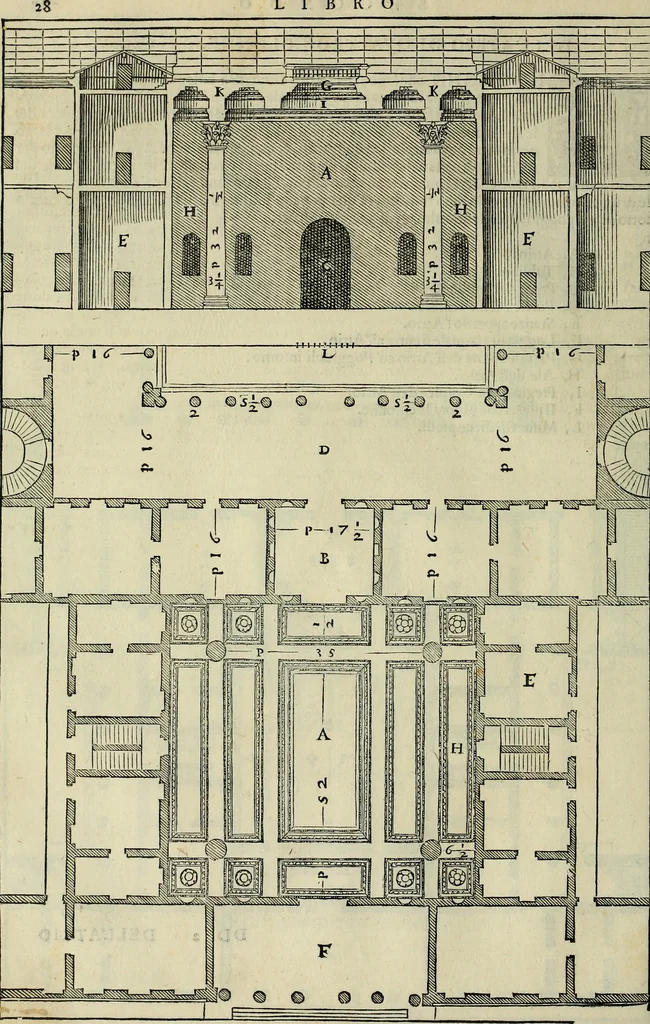 An illustration from I qvattro libri dell'architettvra di Andrea Palladio : ne' quali, dopo un breue trattato de' cinque ordini, & di quelli auertimenti, che sono piu necessarij nel fabricare;, 1570, leaf 99