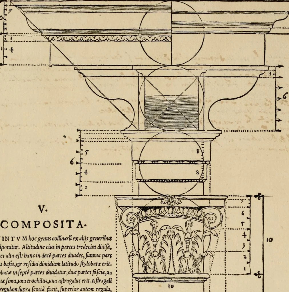 An illustration from Qvinqve colvmnarvm exacta descriptio atque deliniatio, cum symmetrica earum distributione, 1550, leaf 37