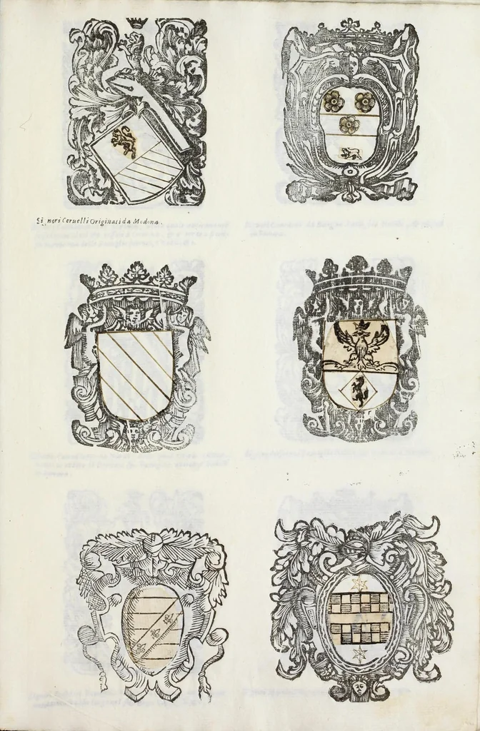 An illustration from Raccolta dell' armi antiche e moderne de nobili ferraresi : con l'origine loro sin hora trouate, 1689, leaf 55