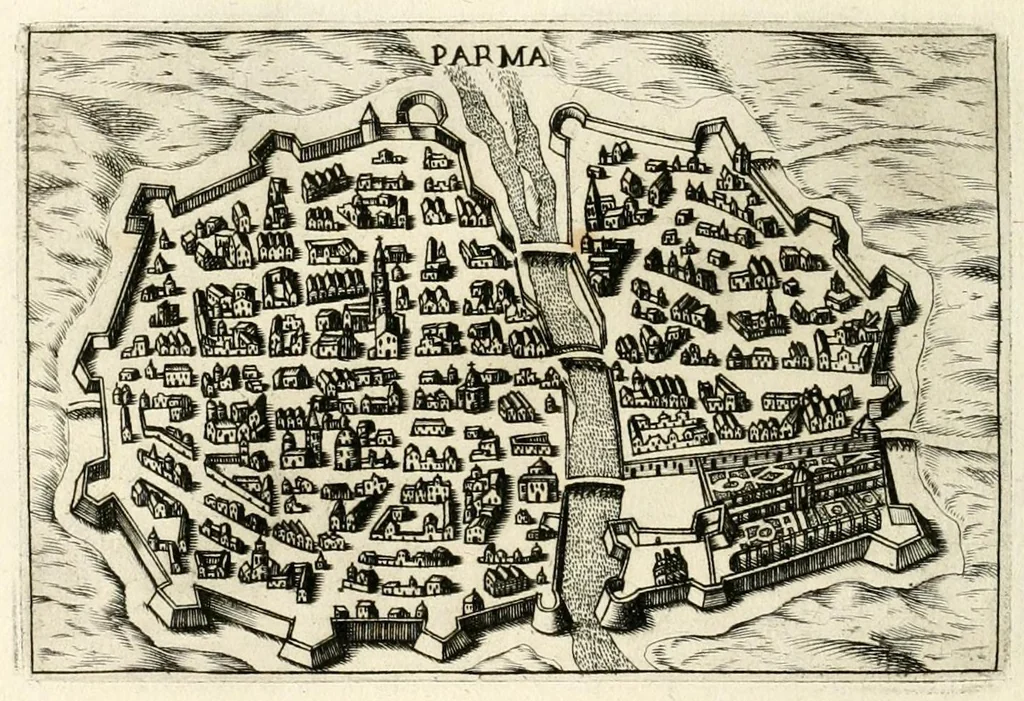 An illustration from Raccolta delle principali citta d'Italia : intagliate con tvtte le contrade, e palazzi di esse, 1643, leaf 18