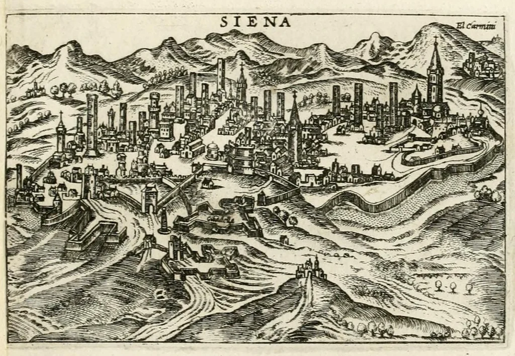 An illustration from Raccolta delle principali citta d'Italia : intagliate con tvtte le contrade, e palazzi di esse, 1643, leaf 23