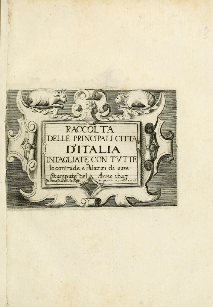 An illustration from Raccolta delle principali citta d'Italia : intagliate con tvtte le contrade, e palazzi di esse, 1643, leaf 5